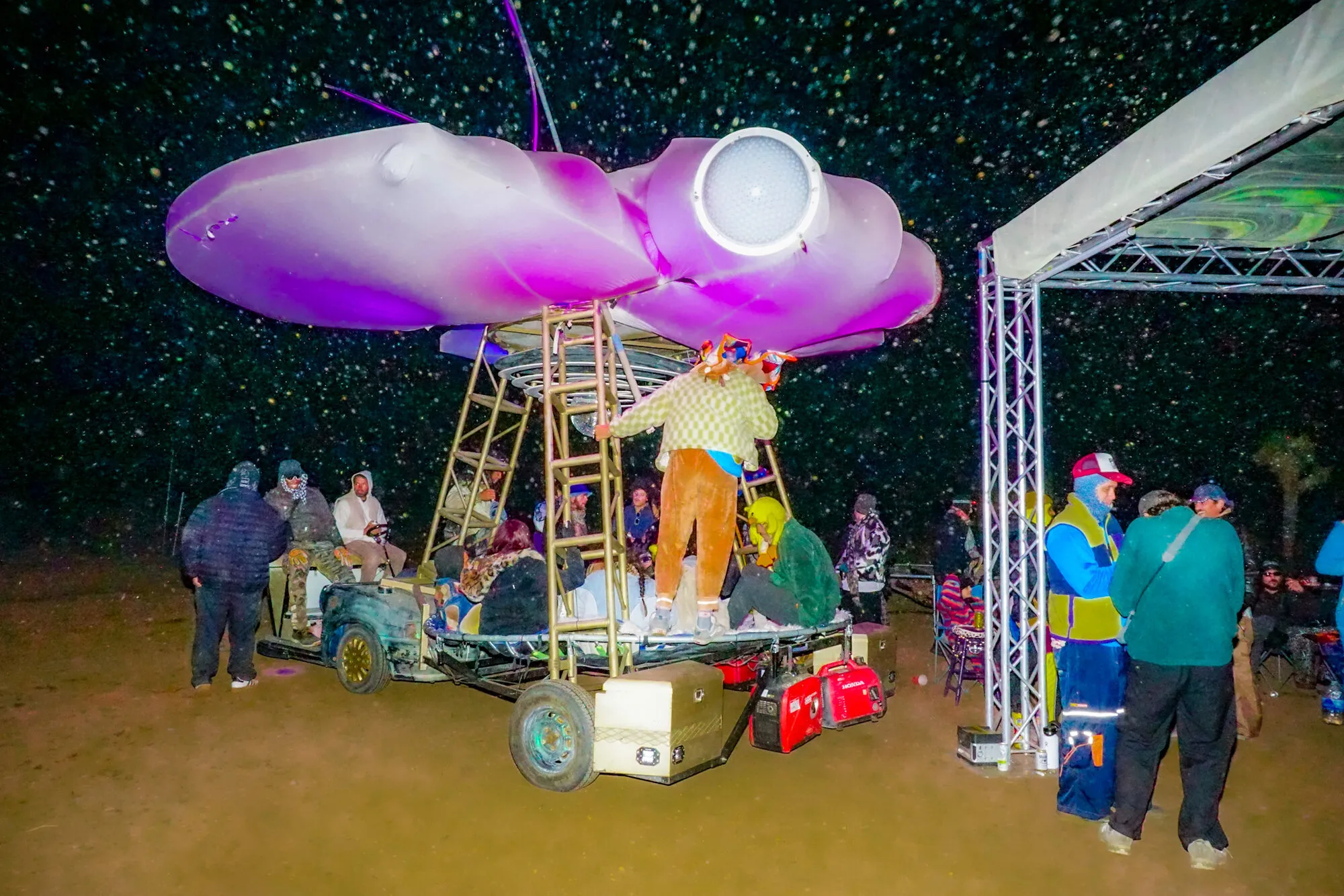 Art car at night