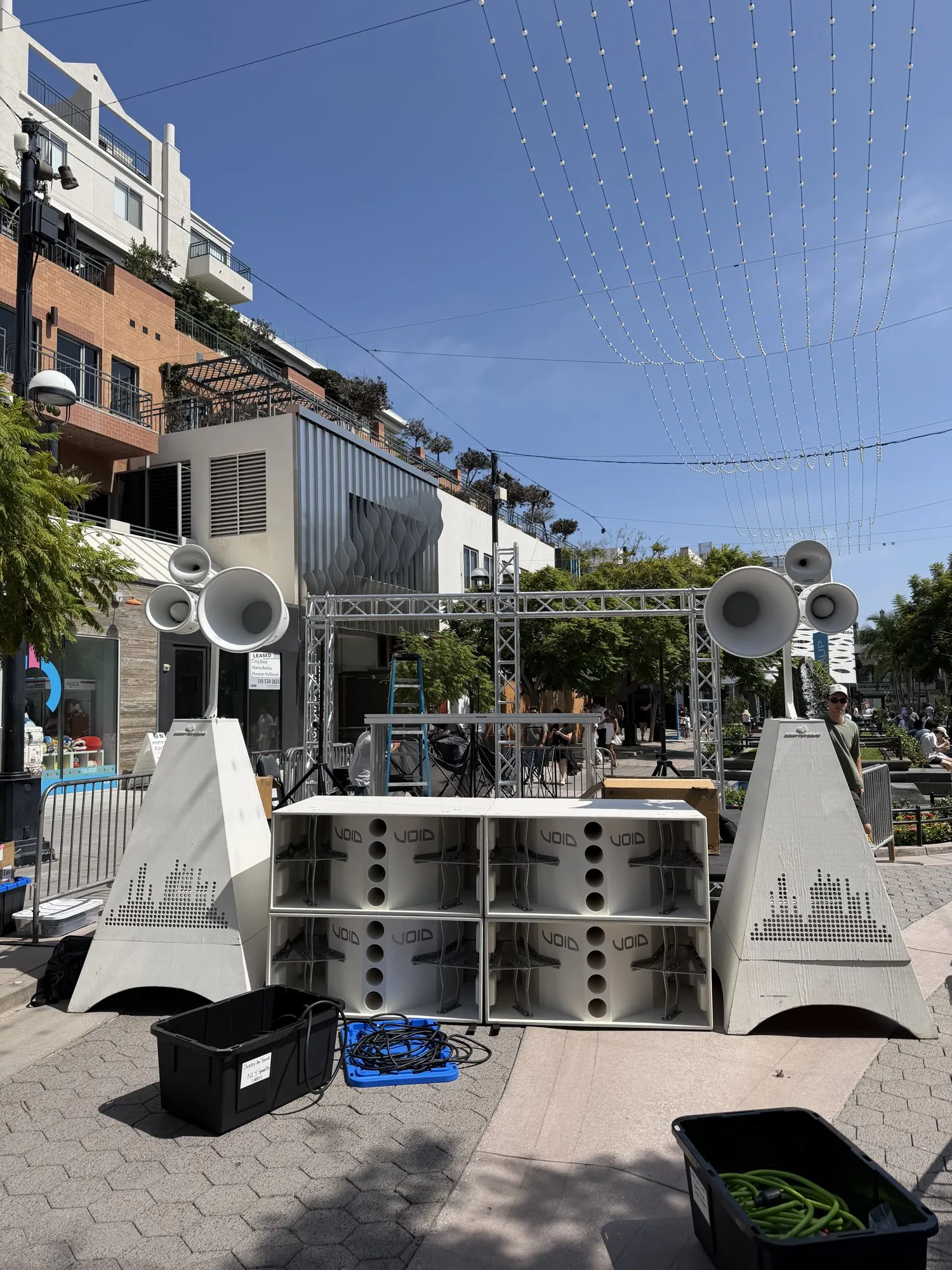 Void stack set up on the street in daylight