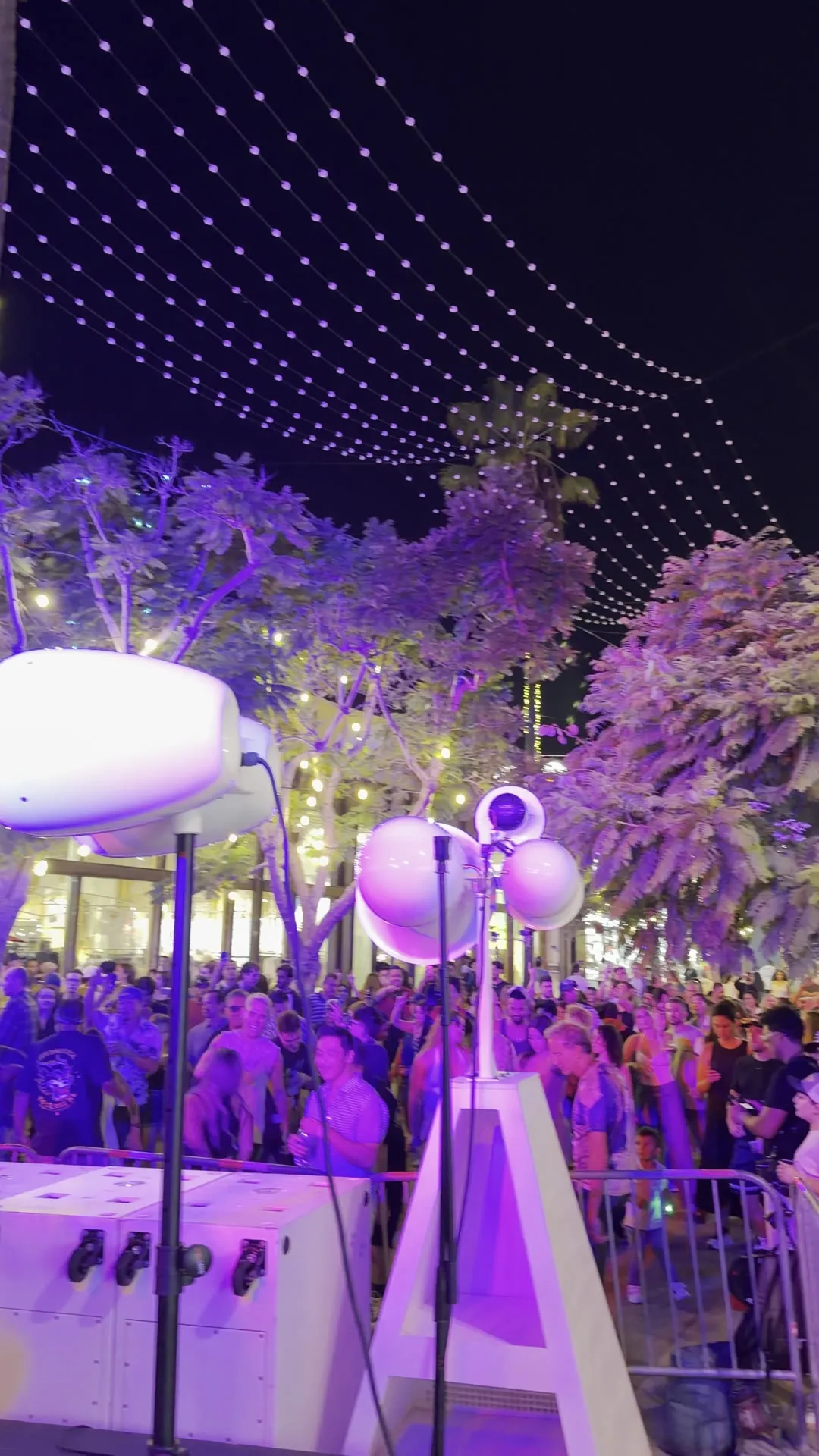 White Void Acoustics stack lit purple at Santa Monica Block Fest