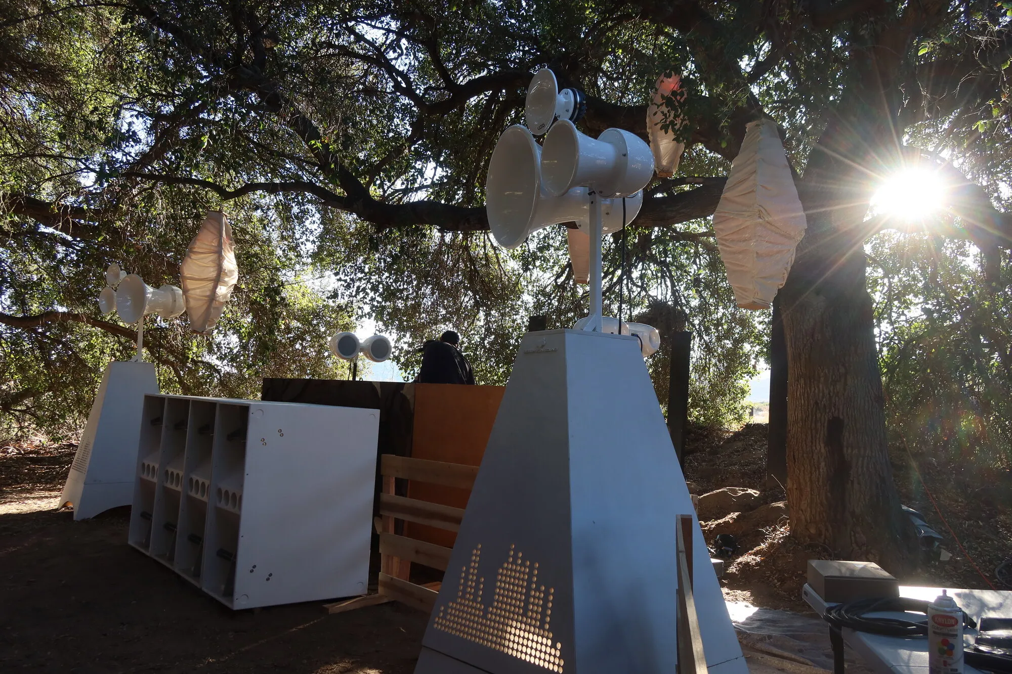 White Void stacks under oak trees